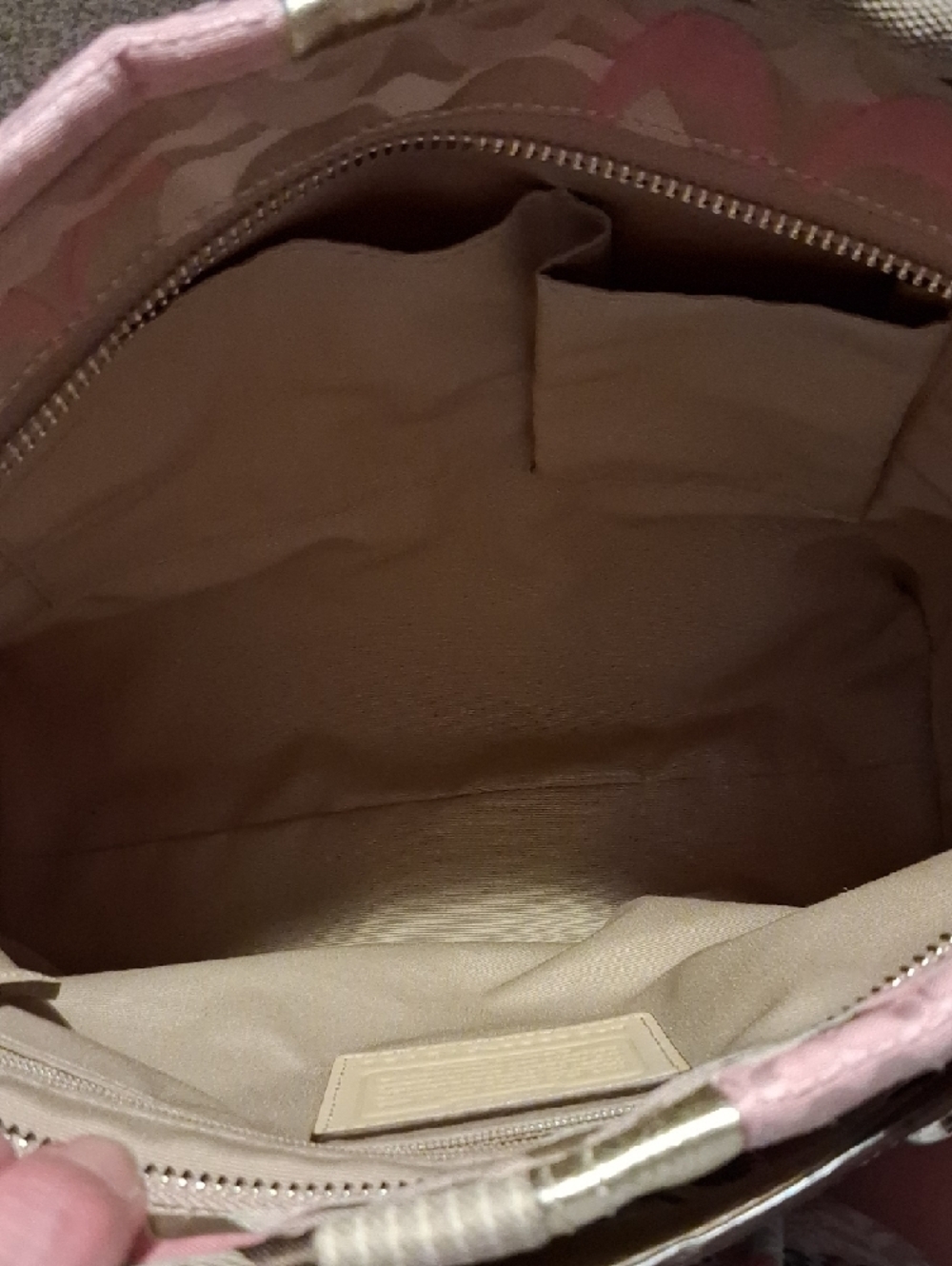 Coach "Carly" Hobo Patchwork Shoulder Bag in Pink and Beige - Picture 3 of 7